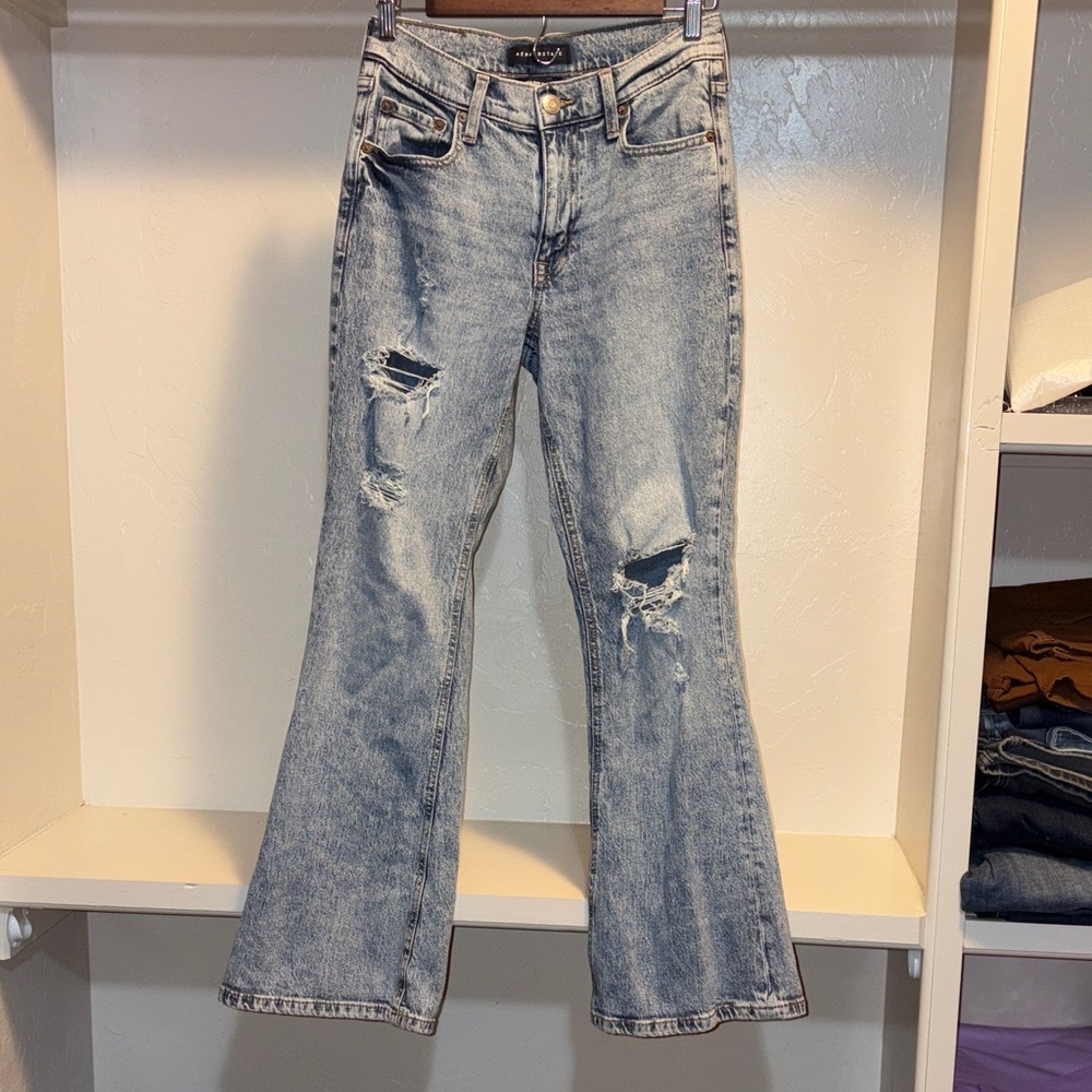 Aeropostale Light Blue Distressed Flare Jeans